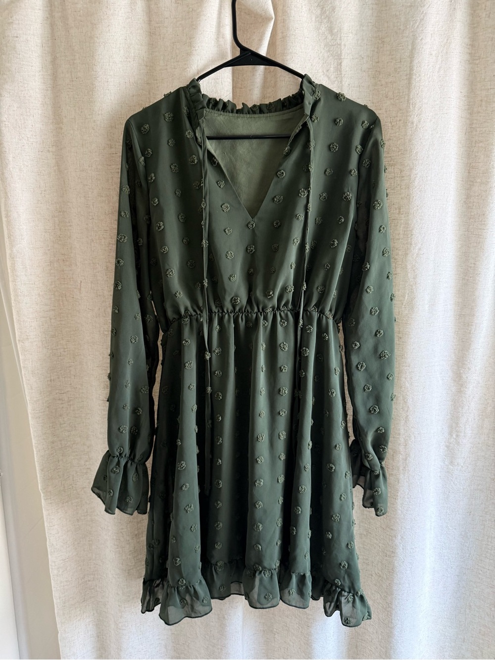Target Olive Green Long-Sleeve Ruffle Hem Dress